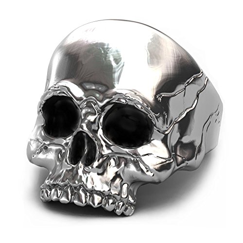 EVBEA Anillo de Plata para Hombre Diseño de Calavera Ideal como Regalo para el Día del Padre (Oro Blanco Chapado, 14)
