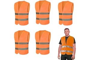 NOLACE Chaleco Reflectante 10 Pcs Chaleco de Seguridad Chaleco Reflectante de Seguridad Chaleco de Seguridad de Alta Visibilidad Auto Chaleco De Seguridad,Visibilidad para Conductor Limpiadores-Naranja
