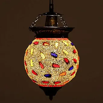 Earthenmetal Handcrafted Mosaic Glass Hanging Lamp