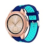 Luckhome Uhrenarmband Serie Lederarmband Ersatband Mit Edelstahl Metall Schließe Classic Armband Ersatz Band ，Doppelte Farbe Sport Silikon Armband Strap Band für Samsung Galaxy Watch 42mm（M）