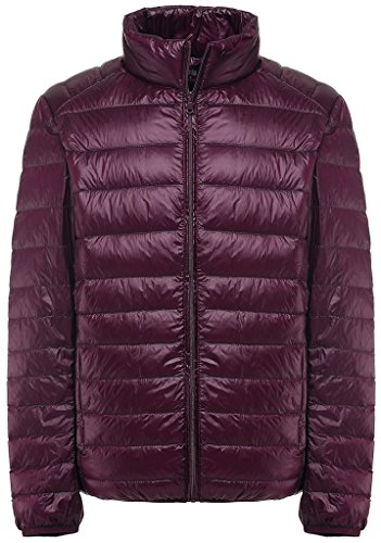 Sawadikaa Herren Ultra Leicht Verpackbar Stehkragen Winter Kissen Daunenjacke Weinrot XXXXX-Large