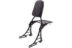 MUERICHE Sissy Bar Backrest With Comfortable Pad And Luggage Rack Fits For Harley Sportster XL883 XL1200 2004-2017 (Black)