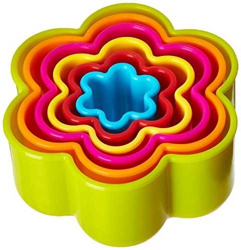 R&M International Scallop Flower Cookie and Biscuit Cutters, Assorted Sizes, Bright Colors, 6-Piece Set