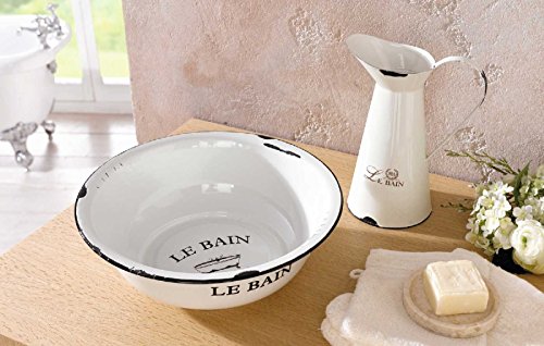 SIDCO ® Dekokanne Le Bain creme Metallkanne Landhausstil Nostalgie Wasserkanne Krug - 2