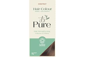It's Pure Organic Henna Hair Dye in Chestnut | 100% Natural, Vegan, & Gluten Free | PPD Free Hair Dye, Ammonia Free, Resorcinol Free, & Peroxide Free | Volumising, Strengthening, & Revitalising |