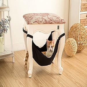 General Cama de Hamaca para Gatos – Suave y cómoda Hamaca de Mascota con Silla para Gatito, hurón, Perrito o Mascota (Negro)