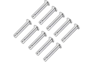 sourcing map 10 Stück Steckbolzen Einloch Gabelbolzen 6mm x 30mm Splintstift Flachkopf verzinkter Stahl Lochbolzen