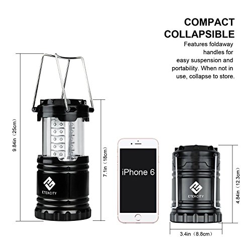 Etekcity Faltbare 2er LED Campinglampe Camping- und Garten- Laterne, Ideal für Terrasse, Camping, Wandern, Notfall, Outdoor-Aktivitäten, Schwarz - 2