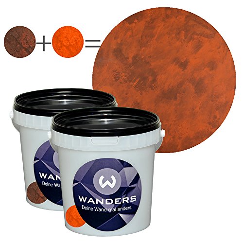 Wanders Rost-Optik komplett Set Wand-Farbe Rusty Rost-Effekt-Paste Wandfarbe-Rost 2 Liter