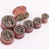 Ailiebhaus Piercingschmuck Paar Organic Holz Ohr Plugs Flesh Tunnel Baum des Lebens - 3