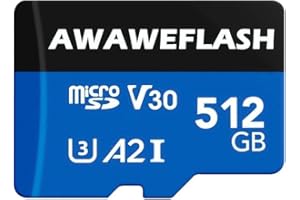 AWAWEFLASH Carte mémoire Micro SD de 512 Go, Carte mémoire Haute Vitesse pour Smartphones, appareils de Jeu Portables, Drones, caméras et Smartphones.Switch