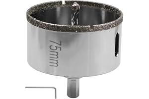 SYULCR Punte Trapano Fresa Piastrelle, 30/50/75 mm Punta Diamantata, Sega a Tazza per Vetro, Profondità di Taglio 36 mm, Punte Diamantate per Ceramica, Porcellana, Piastrelle di Ceramica (75mm)