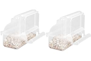 LSRVNM 2 Pieces Bird Cage Feeder, Bird Hanging Bird Feeder, Food Dispensers, Water Bowls, Transparent, With Standing Rods, for Budgies, Canaries, Cockatiels, Finches, Parakeets, Seeds, Food Containers