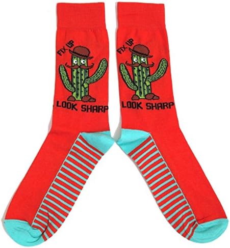 Mens Fix Up Look Sharp Dapper Cactus Socks UK Size 6-11/Eur 39-46/USA 7-12