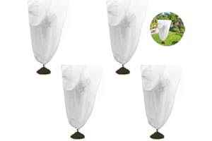 MOPOIN Housses de Protection pour Plantes, 4pcs Voile Hivernage Plante, Réutilisable Housse Hivernage Plante, Housse D'hivernage, Protection Plantes Hiver avec Cordon,100 x 80CM