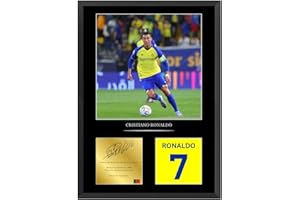 S STEEN Photo signée Cristiano Ronaldo A4 avec cadre inclus | Cadeau pour les fans de football | Cadeau pour les fans de Cristiano Ronaldo | Souvenir de football | Affichage photo signée