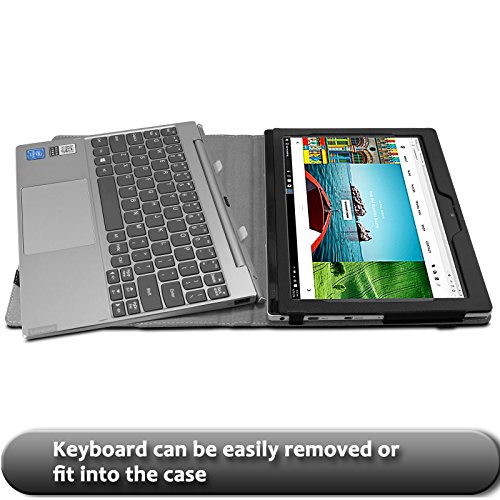 Lenovo MIIX 320 Hülle Case -Infiland Slim Fit Folio PU-lederne dünne Kunstleder Schutzhülle Cover Tasche für Lenovo MIIX 320 25,65cm (10,1 Zoll HD IPS Touch) 2in1 Tablet (Tablet und Tastatur sind nicht entgehaltet,mit Auto Schlaf / Wach Funktion)(Schwarz) - 5