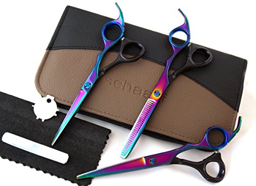 Professionelle Frisörscheren Barbier Effilierschere Haare Schneiden & Ausdünnen/Volumen Scheren Set Gesamtlänge – Rasiermesserscharf Japanischer Stahl&Feineinstellung Spannungsschraube
