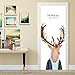 Produktbild Nordische Einfachheit Hirschkopf Kunst Durch Wandbild Diy Renovierung Für Schlafzimmer Wohnzimmer Holztür Selbstklebende Tür Aufkleber Aufkleber 77 * 200Cm 77X200Cm 005