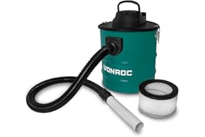 VONROC Ash Vacuum Cleaner 1600W – 20L Tank – 3m Power Cable - For Fireplace, Barbecue and Workshop