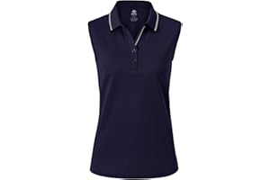 JINSHI Women's Sleeveless Polo Shirts V-Neck Cotton Casual Tennis Golf Work Top