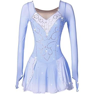 Handgemachtes Eiskunstlaufkleid Mit Strass - Langarm Für Mädchen & Frauen