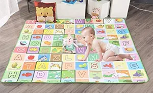 TIB Waterproof Double Side Baby Play Crawl Floor Mat for Kids Picnic School Home (Large Size - 6 X 4 ft, Multicolour) with Zip Bag to Carry