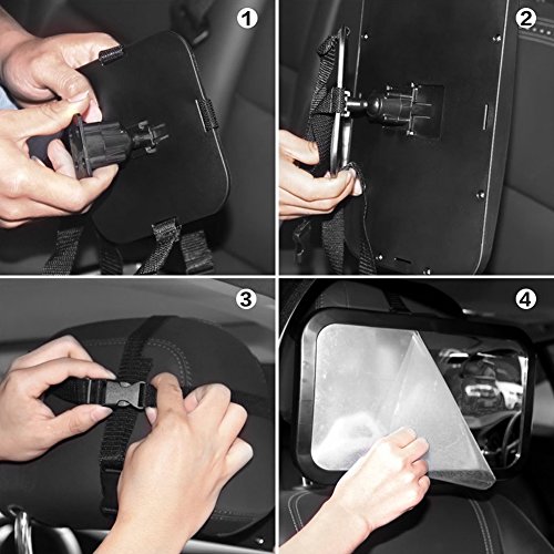 Zuoao Baby Spiegel Autospiegel Easy View – Rücksitzspiegel / Rückspiegel / KinderSpiegel für die Kopfstütze der Rückbank mit 360 Grad Drehung Schwarz - 7