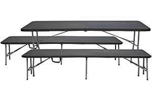 ORION91 Conjunto Plegable Mesa con 2 Bancos de 180cm Catering O91