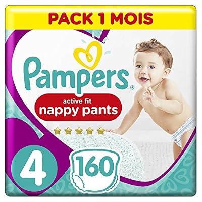 Pampers - Active Fit Pants - Couches-culottes Taille 4 (9-15 kg) - Pack 1 Mois (x160 culottes)