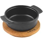 Lava,Pişirme Kabı, LV ECO GV 11 K4, Yuvarlak G&uuml;ve&ccedil;, Ahşap Altlık, &Ccedil;ap 11 cm, D&ouml;kme Demir, Siyah