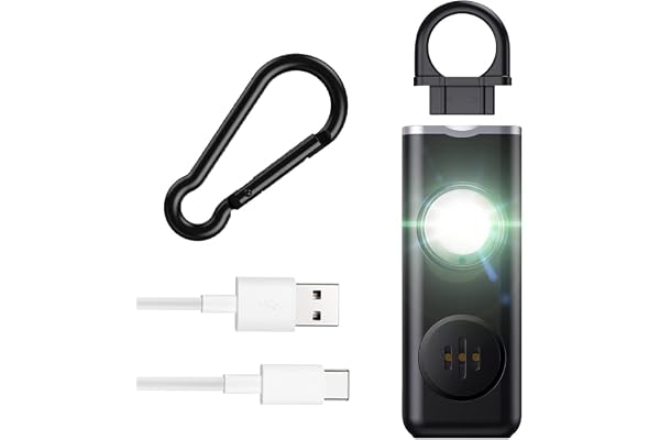 Aoreun Alarme Personnelle, Porte-clés Avec Signal Stroboscopique LED, Alarme Panique de 130 DB, Safe Sound Personal Alarm, Porte clé Alarm pour Femmes Hommes Enfants et Personnes Gées - Noir