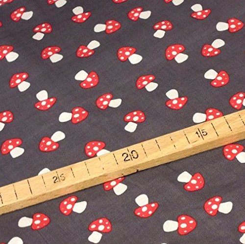 4×0,5m Fliegenpilze grau Muster-Mix BW-Stoff 100% Baumwolle Stoffbreite 1,4m (insgesamt 2m x 1,4m) - 3