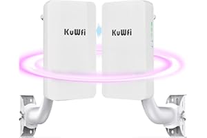 ‎KUWFI WiFi Bridge Punkt zu Punkt CPE Wireless WLAN Bridge KuWFi 300 Mbps Outdoor WLAN Repeater WiFi Extender AP Outdoor CPE kit Übertragung für PTP und PTMP, 1KM Entfernung,mit Poe-Adapter +Ethernet-Ports