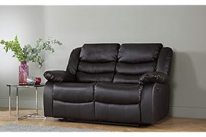 DProT Recliner Sofa Leather bonded Reclining Lazyboy Sofa Suite Sofas Chair 3 2 or 1 Colour Brown (2 Seater Sofa)