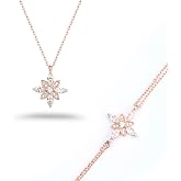 Madam Mademoiselle Hope Flower Silver Jewelry Set, Rose Plated, 925 Carat, Gift, Girl, Friend, Wife, Woman Lover