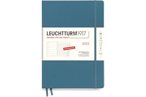 LEUCHTTURM1917 365662 kalendarz tygodniowy i notatnik w formacie B5, 12 miesięcy, Stone Blue, niemiecki