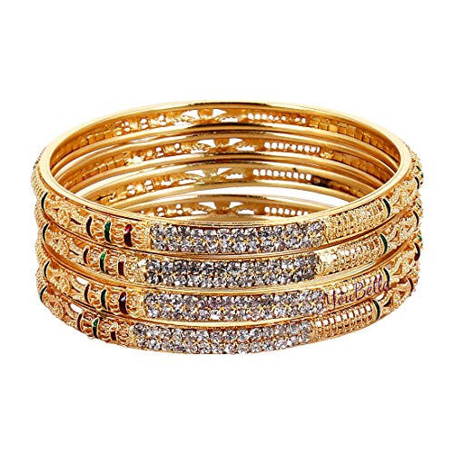 YouBella Traditional Jewellery Gold Plated Bangle Set for Women (Golden)(YBBN_91058_2.4)