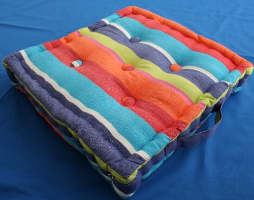 Homescapes gestreiftes Sitzkissen 50 x 50 cm Stuhlkissen Multi Stripes, Sitzerhöhung Stuhlauflage, 100% reine Baumwolle mit Polyester Füllung