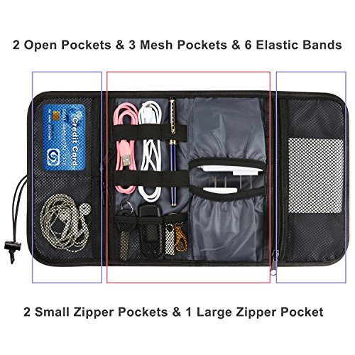 PRITEK Tragbare Reisetasche Universaltasche Elektronik-Zubehör Tasche, Reiseorganisator, Kabel,Reisekoffer, Kosmetiktasche (Schwarz) - 2