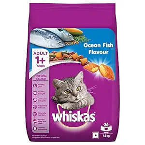 Whiskas Adult (+1 year) Dry Cat Food, Ocean Fish Flavour, 1.2kg Pack