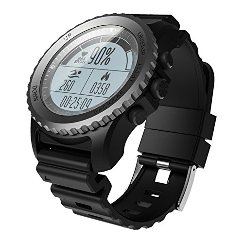 Tslmj GPS Bluetooth 4.0 IP68 Impermeable Smart Band, Monitor de Ritmo Cardiaco, Monitor de Sueño. Reloj Inteligente Fitness Tracker Smart Band para Android y iPhone. (negro) (black)