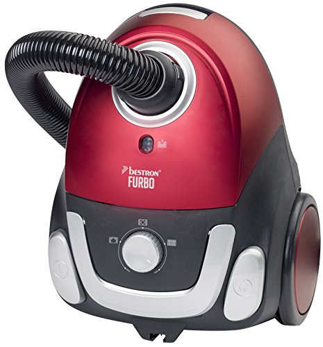 Bestron Aspirateur traineau tendance avec sac de 1,1 L, Rayon d'action : 7,5 m, 750 W, Rouge/Argent