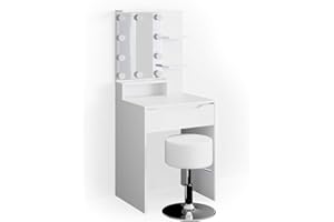 Vicco tavolo da toeletta Ruben, Bianco, 60 cm con illuminazione LED e sgabello