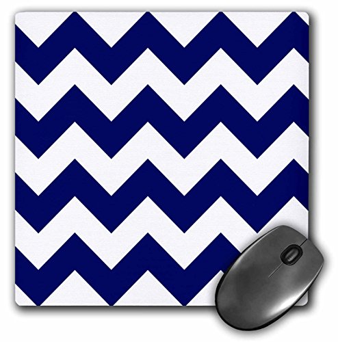3dRose Dark Blue and White Chevron Pattern - Mouse Pad, 8 by 8 (mp_149893_1)