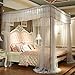 Produktbild Moskitonetz Bett Schienenbügel Aus Edelstahl Manueller Vier-Pfosten-Schienen-Typ Vier Türen Polyester-Gewebe Bettmantel (Farbe : Weiß, größe : 180*220*210cm)