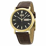 Citizen BÃ¼rger Eco Laufwerk Schwarz Zifferblatt Gold-Ton Edelstahl Stahl Brown Leder Mens Watch BM8242-08E
