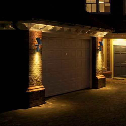 GrandeBeing® led solar garten leuchten außen lampen Rampenlicht Wand Lampen Solar Betrieben Wasserdicht Beleuchtung für Landschaft Garten Fahrweg Pfad Hofen Rasen, Solar Energie Freiland Leuchten, Praktische Sichere Lampen nicht nur für den Boden auch für Wände (2 Schwarz) - 6