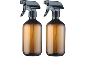 Aurdox 500 ml bernsteinfarbene leere Sprühflaschen für Haare, Nebelwassersprühflasche für Reinigung, Gartenarbeit und ätherische Öle, verstellbarer Sprühkopf mit Sprühstrahleinstellungen, 2 Stück