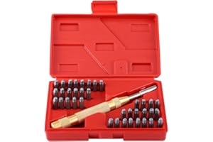 AYNEFY Set di Timbri per Lettere e Numeri, Timbratura Automatica del Numero di Lettere, 30 mm 38 Pezzi per Pelle